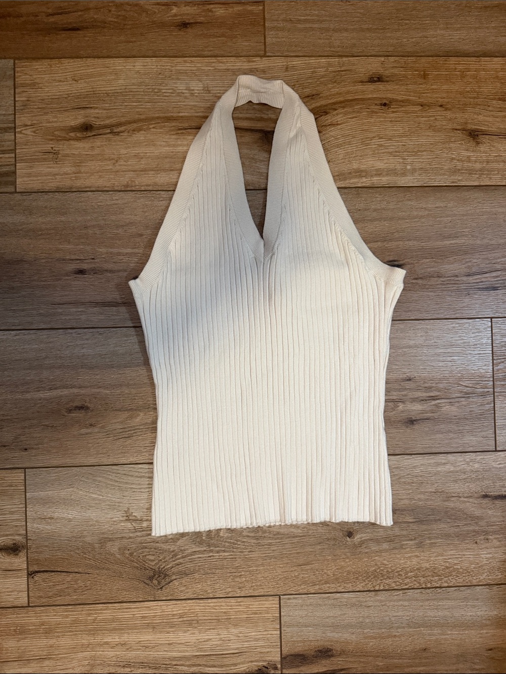 LOFT Cream Ribbed Halter Tank
